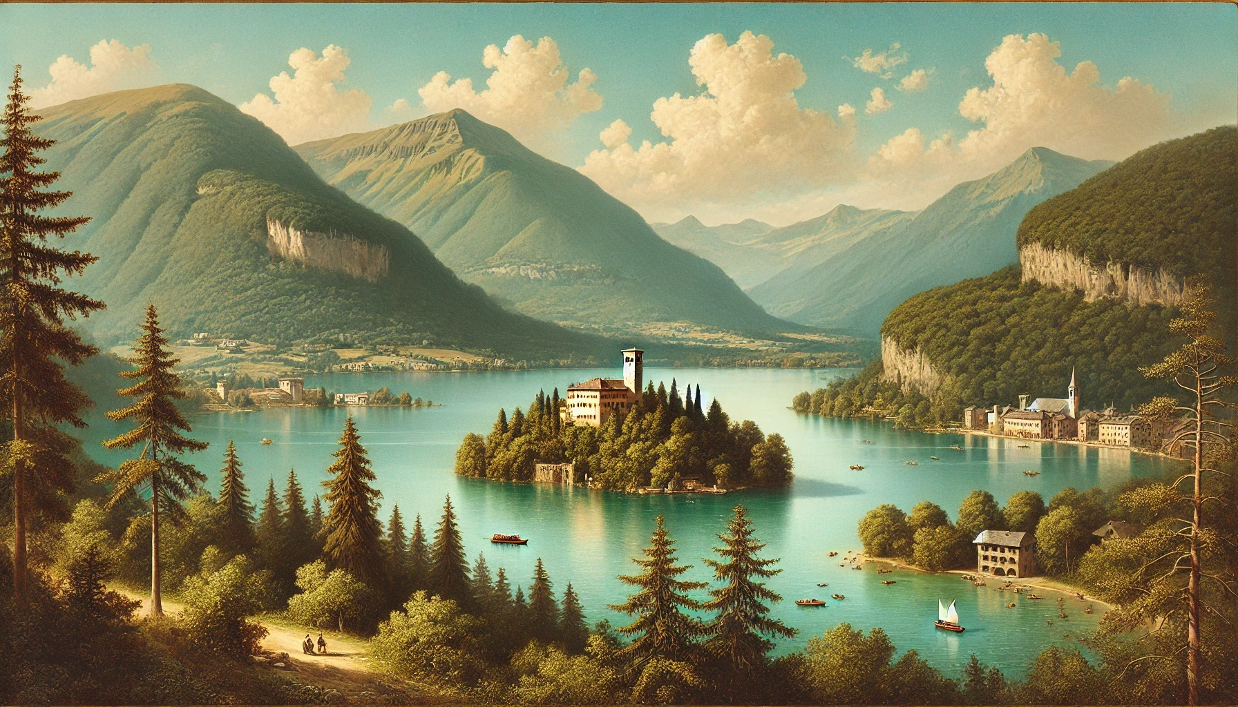 DALL·E 2024-07-30 18.55.19 - A picturesque scene depicting Lake Moveno and Toblino in Italy. The image should showcase a panoramic view of the two lakes, set against a backdrop of